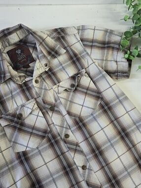 K I D S:: Old Navy Brown Plaid Cowboy Short Sleeve Button Down